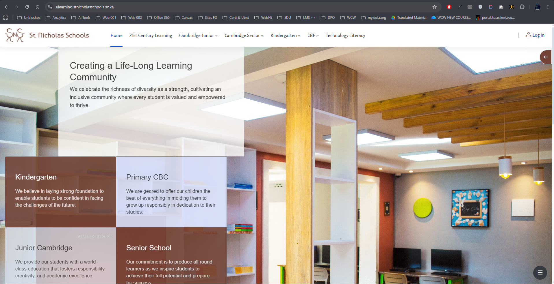 St Nicholas Schools e-learning portal homepage